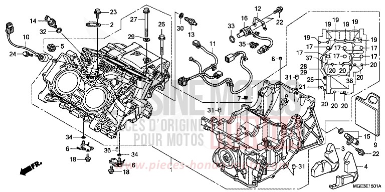 CARTER MOTEUR (VFR1200FD) de VFR1200F DCT CANDY PROMINENCE RED (R342) 2010